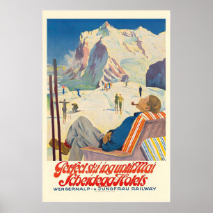 Póster Esquí perfecto hasta Mai Scheidegg Hoteles Jungfra