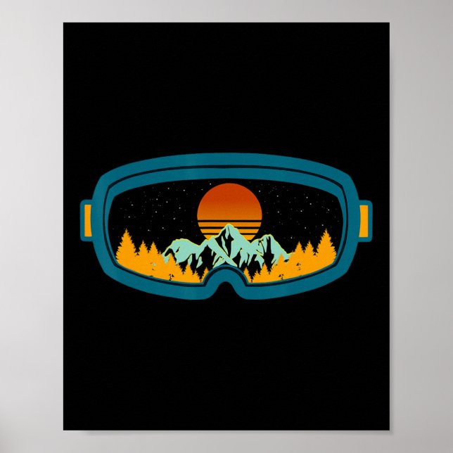 Póster Esquí Retro Goggles Esquí Snowboard Mar de inviern (Frente)