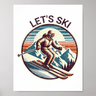 Póster Esquí Retro Vintage Let's Ski Resort Winter