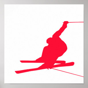 Póster Esquí rojo de la nieve del escarlata