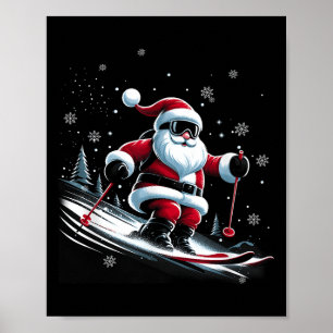 Póster Esquí Santa Claus Navidad Esquí Deporte Invernal X