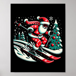 Póster Esquí Santa Navidades Ski Winter Sport X-mas Paja