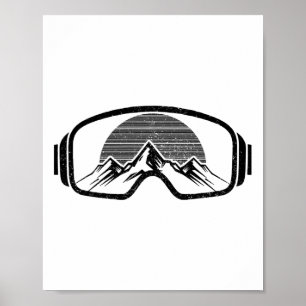 Póster Esquí Snowboard Goggles Esquí Snowboard Esquiador 