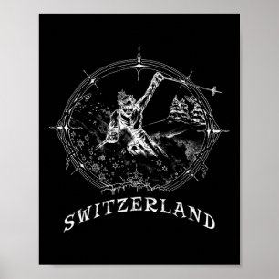 Póster Esquí Suiza Vacaciones de Esquí de Nieve Vintage 