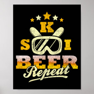 Póster Esquí vintage cerveza repetir angustia divertido e