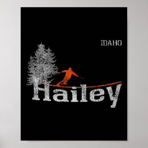 Póster Esquí vintage de Hailey Idaho al estilo de los 80