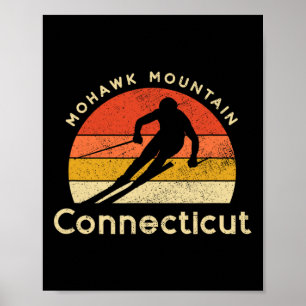 Póster Esquí vintage Mohawk Mountain Connecticut Montaña 