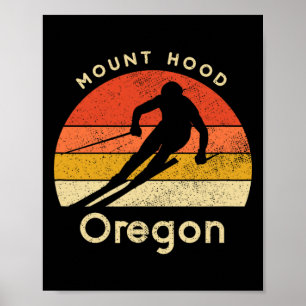 Póster Esquí vintage Monte Hood Oregon Montaña 