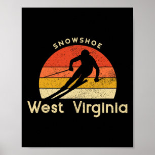 Póster Esquí Vintage Raquetas de Nieve Montaña West Virgi