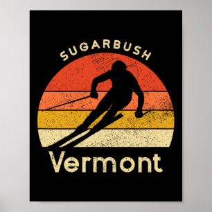 Póster Esquí Vintage Sugarbush Montaña Vermont