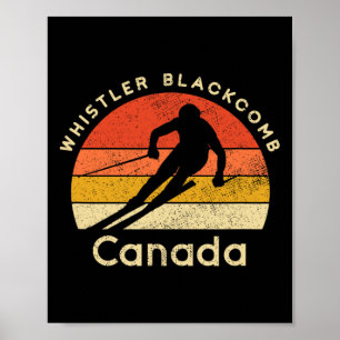 Póster Esquí Vintage Whistler Blackcomb Montaña Canadá