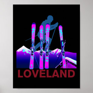 Póster Esquí y snowboard Loveland Retro 90s Lovelan