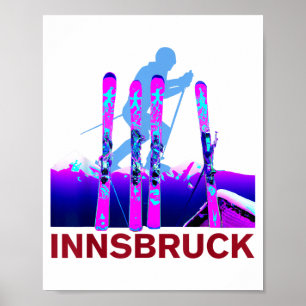 Póster esquí y snowboarding retro 90 en Innsbruck