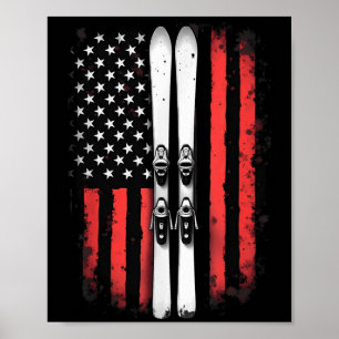 Póster Esquiador alpino de bandera estadounidense _5