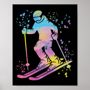 Póster Esquiador Alpino Deportes De Invierno Esquí Nórdic