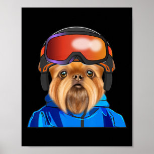 Póster Esquiador Bruselas Griffon Snowboarding Dog