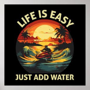Póster esquiador clásico de moto de agua