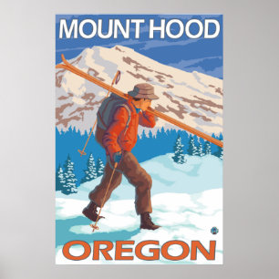 Póster Esquiador con esquís de nieve - Hood de montaje, O