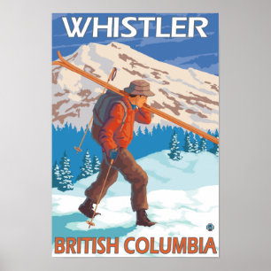 Póster Esquiador con esquís de nieve - Silbador, BC Canad
