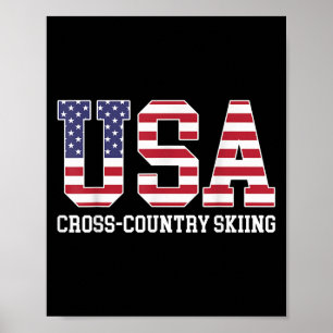 Póster Esquiador De Bandera De Estados Unidos - Esquí Cru