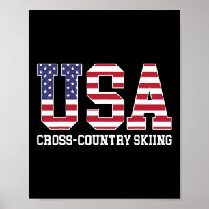 Póster Esquiador De Bandera De Estados Unidos - Esquí Cru