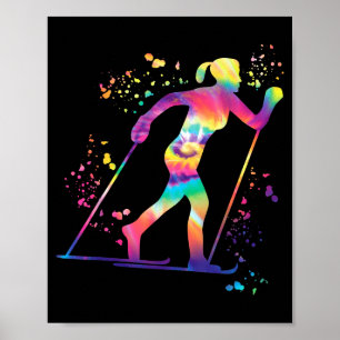Póster Esquiador de cross country esquí nórdico xc