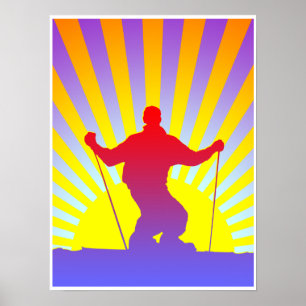 Póster esquiador de descenso