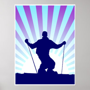 Póster esquiador de descenso