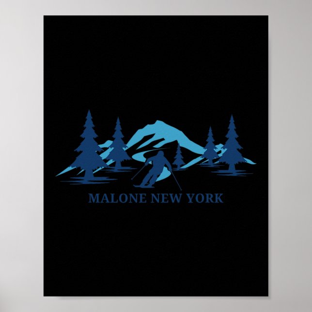 Póster Esquiador de esquí de Malone New York (Frente)