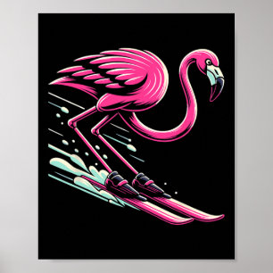 Póster Esquiador De Esquí Flamingo Para Hombres Mujeres N