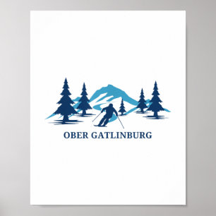 Póster Esquiador de esquí Ober Gatlinburg Tennessee