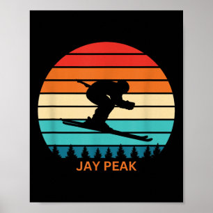 Póster Esquiador de esquí Retro Sunset Jay Peak Vermont