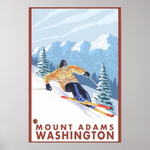 Póster Esquiador de la nieve de Downhhill - soporte