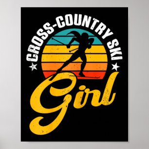 Póster Esquiador deportivo retro Chica de esquí de fondo 
