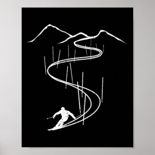 Póster Esquiador Esquí de Baja Velocidad Esquí Slalom Asc