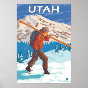 Póster Esquiador que lleva SkisUtah
