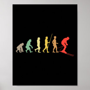 Póster Esquiador Retro Esquí Esquí Bajada Deportes De Inv