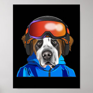 Póster Esquiador St. Bernard Snowboarding Pocket
