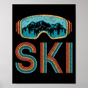 Póster Esquiadores deportivos de invierno Retro Vintage 8