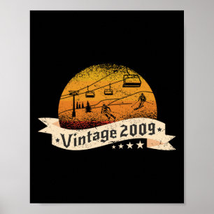 Póster Esquiadores Esquiador Ascensor de esquí Vintage Na