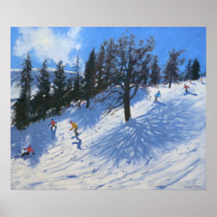 Póster Esquiadores Verbier 2010 de la primavera