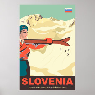 Póster Esquiar de Eslovenia