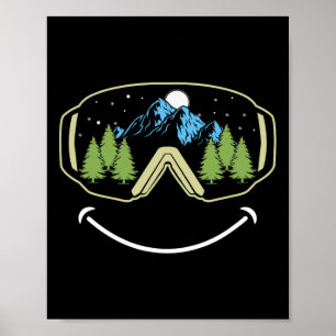 Póster Esquiar Deportes de Invierno Snowboard Goggles Sno