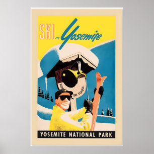Póster Esquiar en el Parque Nacional Yosemite años 30 Clá