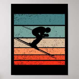 Póster Esquiar estilo retro vintage