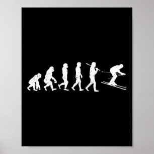 Póster Esquiar Evolución Invierno Deporte Esquí Descenden