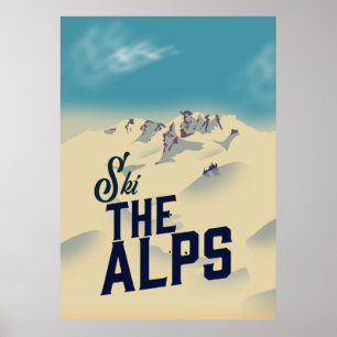Póster Esquiar Los Alpes