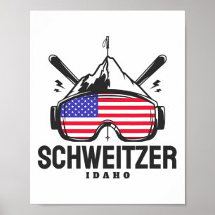 Póster Esquiar Retro De Esquí De Schweitzer Idaho Usa