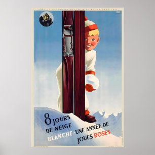 Póster Esquiar Suiza Francia Montañas Austriacas Alpes