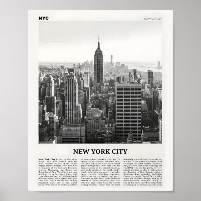 Póster Esquina blanca y negra impresa en Nueva York (Frente)
